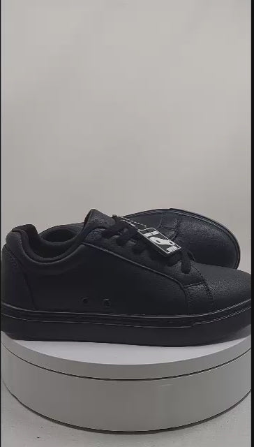 Suprema Black Red Vortex (FCE) - Zapatillas de Piel Sintética Totalmente Negras Material Vegano Confort Light Flex suela de Goma y Caucho Círculos de Resina Técnica Rojos Pivot