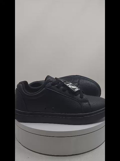 Suprema Black Red Vortex (FCE) - Zapatillas de Piel Sintética Totalmente Negras Material Vegano Confort Light Flex suela de Goma y Caucho Círculos de Resina Técnica Rojos Pivot