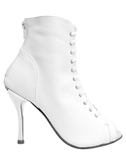 Carica immagine nella Galleria, ALEXIS White Angel (Art. 132) - Mezzo Stivaletto con Zip in Pelle Bianca Tacco a Spillo in Alluminio Laminato Argento
