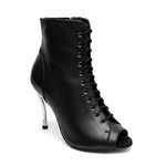 Carica immagine nella Galleria, ALEXIS White Angel (Art. 132) - Mezzo Stivaletto con Zip in Pelle Bianca Tacco a Spillo in Alluminio Laminato Argento
