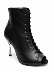 Load image into Gallery viewer, ALEXIS White Angel (Art. 132) - Mezzo Stivaletto con Zip in Pelle Bianca Tacco a Spillo in Alluminio Laminato Argento