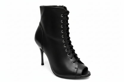 Stivaletto bianco Wish Dance Shop Alexis Angel Art. 132 con zip, tacco a spillo in alluminio laminato argento, pelle lucida.