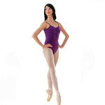 Load image into Gallery viewer, MEDORA (RD/NA/B/S) - Body Danza Classica da donna in Cottonlycra Bielastica nera spalline singole Sottili con microfibra con Pettorina antisudore sul petto
