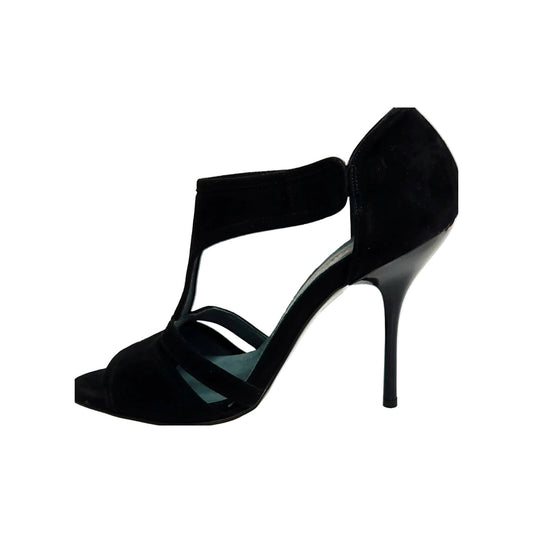 Sandalo da donna Wish Dance ROXINA in camoscio nero con tacco alto a spillo sottile, stile elegante e sofisticato.