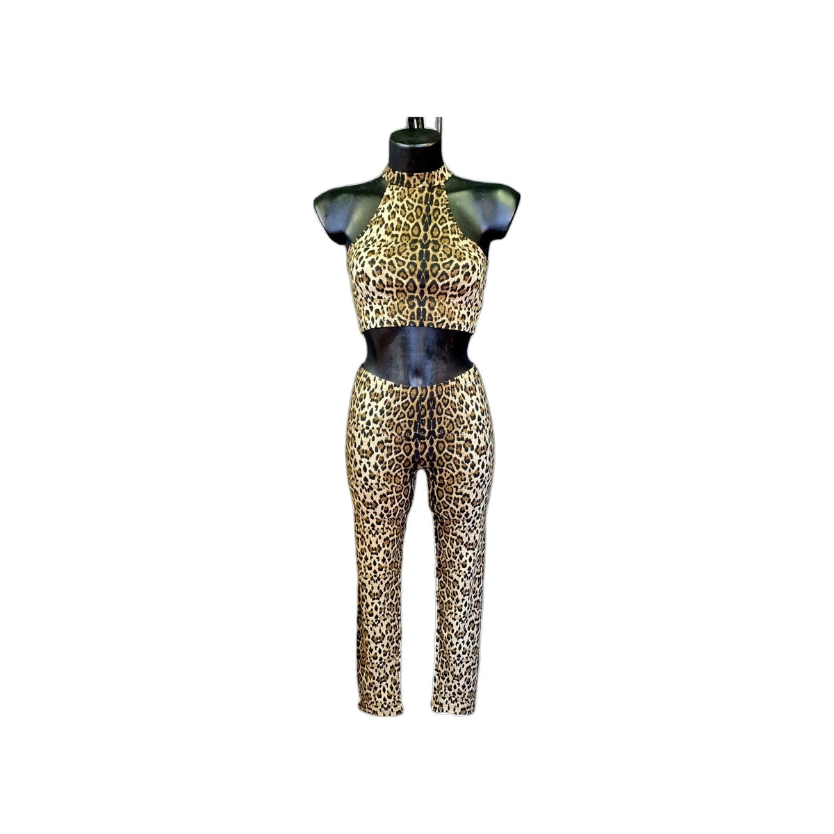 Completo Leggins e Top in Microfibra Traspirante antisudore Bielastico Laserata in Maculato Leopardo, dettaglio tessuto
