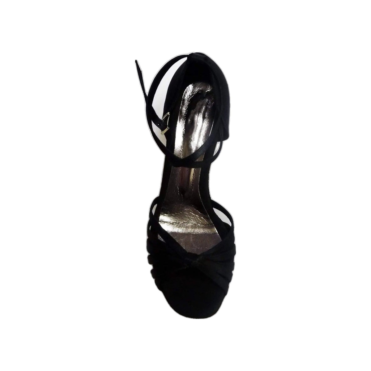 Scarpa da ballo Wishdance Pepa in raso nero con fascette in camoscio e tacco a rocchetto, donna, modello elegante e comodo.