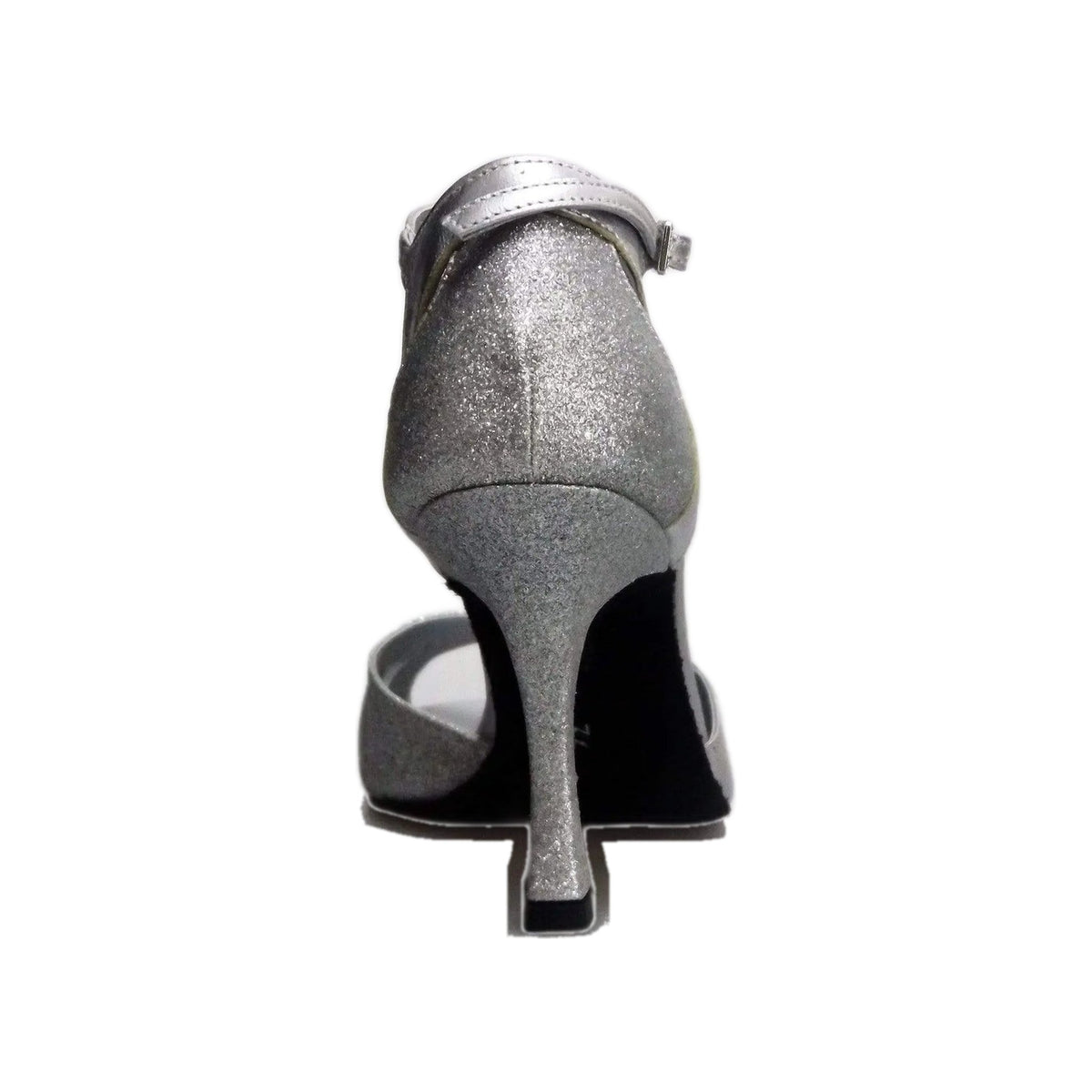 Scarpa da donna in Pelle Argento e Glitter Argento Cinturino singolo alla caviglia Ely QA Wish Dance, dettaglio tacco