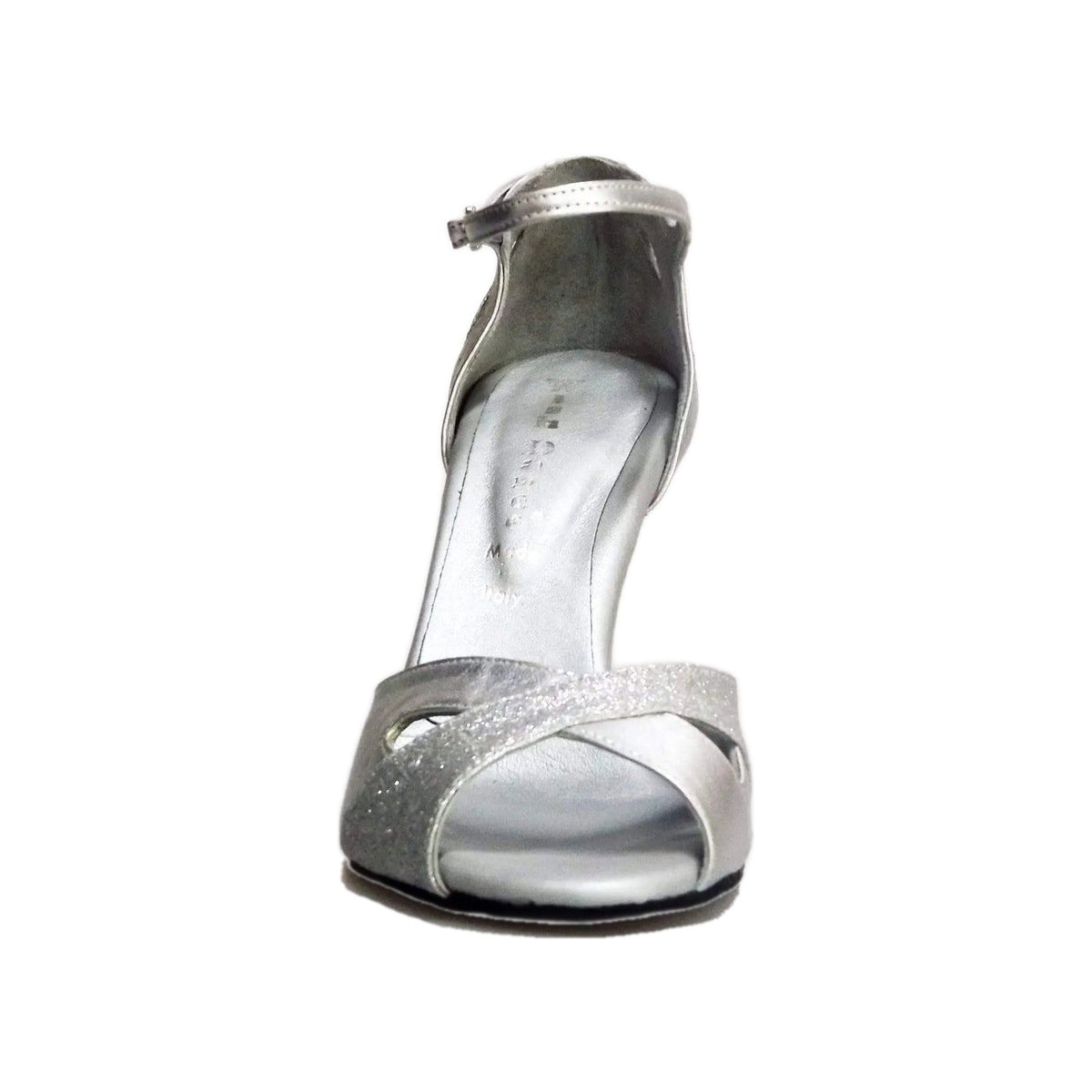 Scarpa da donna in Pelle Argento e Glitter Argento Cinturino singolo alla caviglia Ely QA Wish Dance, vista frontale