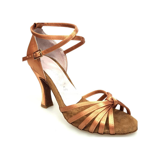 Scarpa da Ballo Basica da Donna in Raso Seta Bronzo Nodino Patty QB Wish Dance, vista laterale