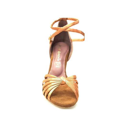 Scarpa donna Wishdance Patty QB in raso carne con fascette e cinturino doppio sulla caviglia, tacco a spillo.