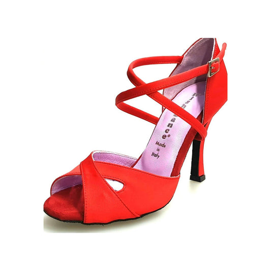Scarpa Basica Da donna in Raso Seta Rosso Ely QC Wish Dance, vista laterale