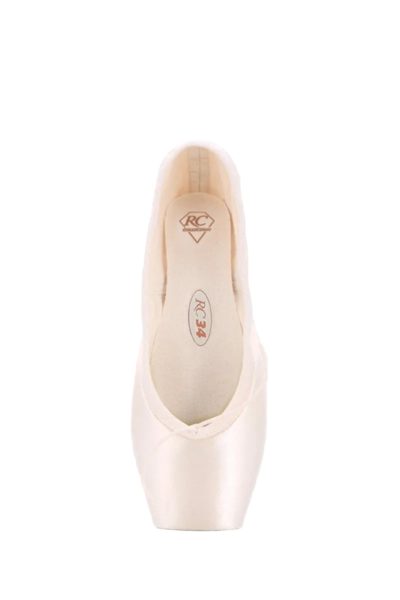 Punta danza classica RC-34 Wish Dance Shop per intermediate e avanzati, con coulisse e appoggio ampio, vista frontale.