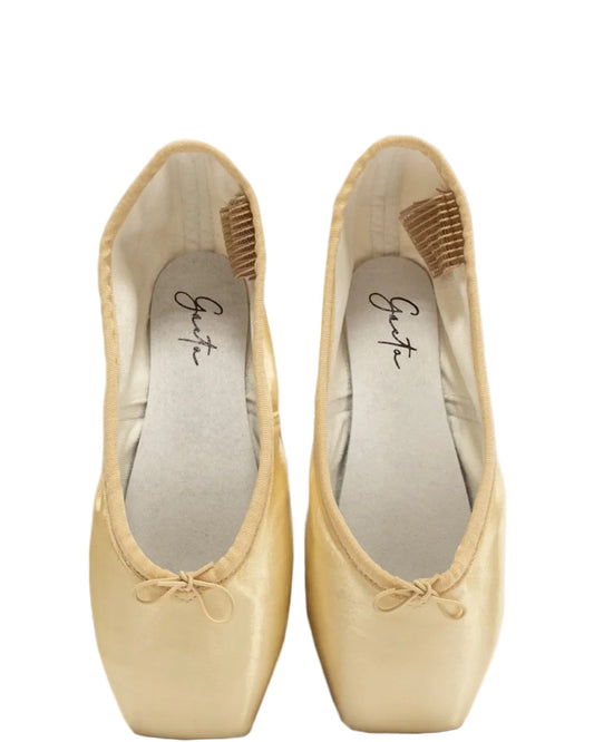 Scarpe punta da danza classica Greta Wish Dance Shop, livello intermedio, suola media dura, punta pre arquata, fronte del modello.