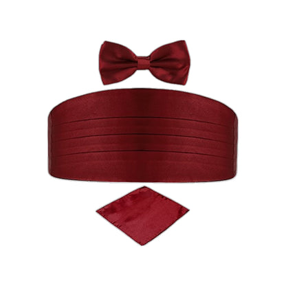 Set per Smoking Fusciacca/Pochette/Papillone di colore Bordeaux Wish Dance, vista laterale