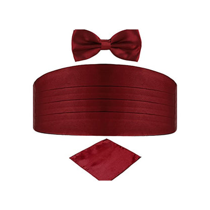 Set per Smoking Fusciacca/Pochette/Papillone di colore Bordeaux Wish Dance, vista laterale