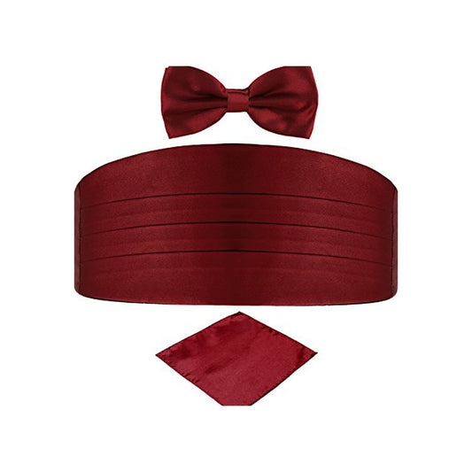 Set per Smoking Fusciacca/Pochette/Papillone di colore Bordeaux Wish Dance, vista laterale