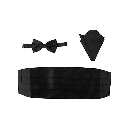 Set di accessori nero con fusciacca, pochette e papillone di Wish Dance Shop, eleganti dettagli per il look.
