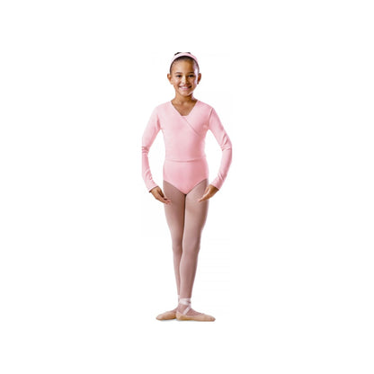 Scaldacuore bambino Silvya (RD) in morbido cotone lycra bielastico, manica lunga, colore rosa carne, marca Wish Dance Shop