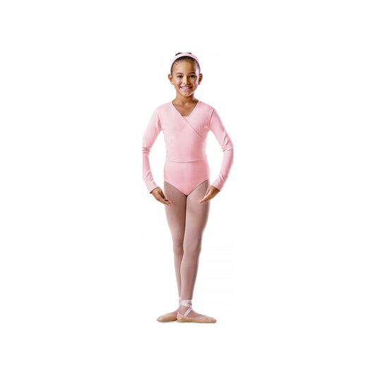 Scaldacuore bambino Silvya (RD) in morbido cotone lycra bielastico, manica lunga, colore rosa carne, marca Wish Dance Shop