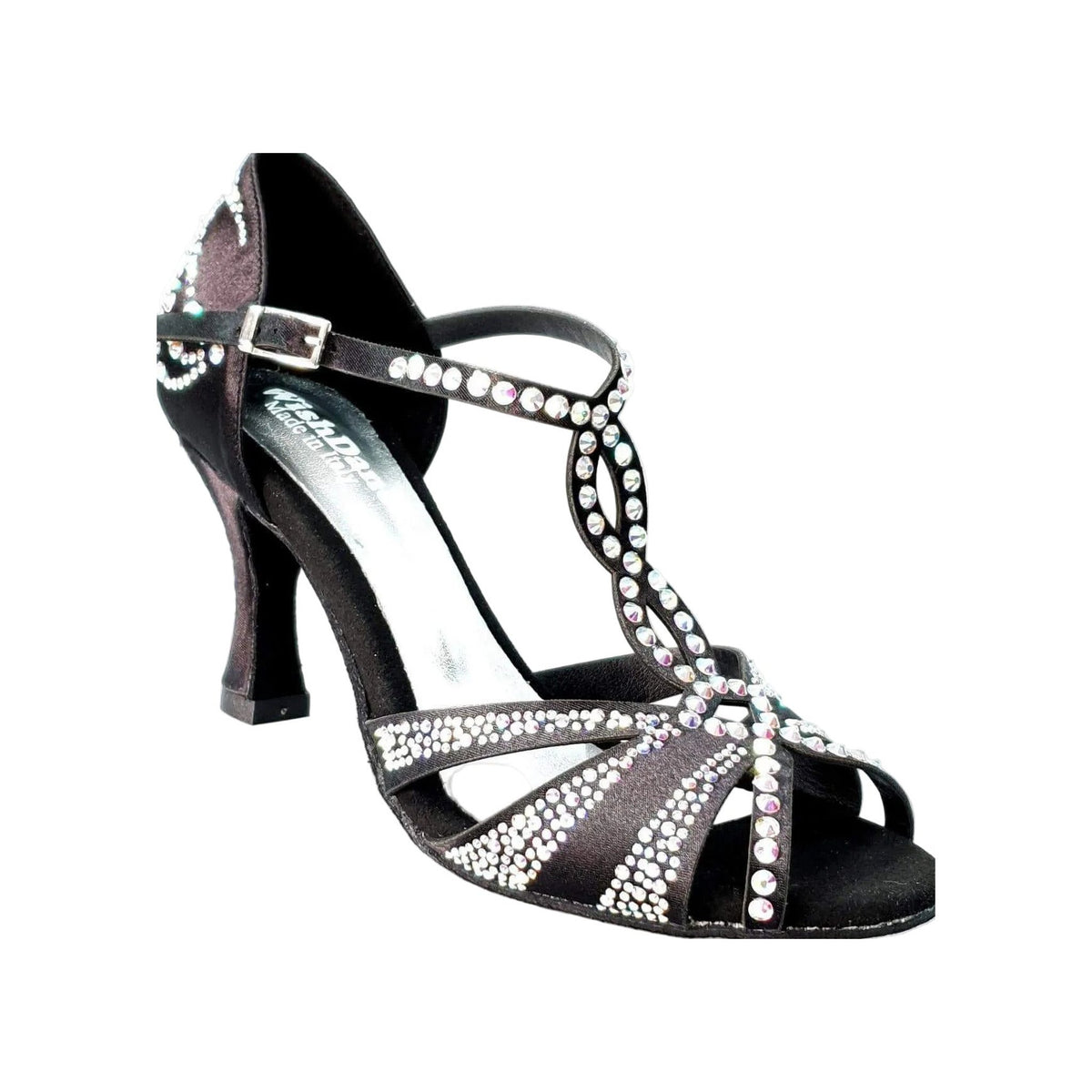CAMILA Superb (accollata) L13 - Scarpa da Ballo in Raso Seta Nero Wish Dance, vista laterale