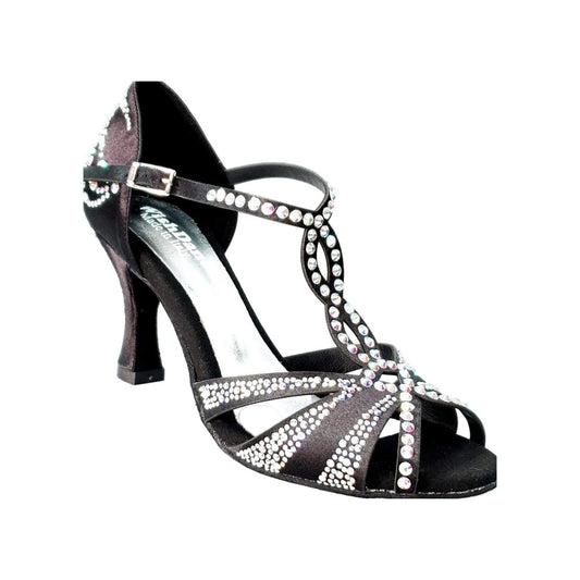 CAMILA Superb (accollata) L13 - Scarpa da Ballo in Raso Seta Nero Wish Dance, vista laterale
