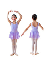 Carica immagine nella Galleria, ANILDA (N/A) - Body Danza Classica Spallina Smanicata da Bambina in Cotone Bielastico con Elastamero foderato sul Petto in Microfibra Anrisudore con Applicazione cucita di Gonnellino in velo di Chiffon
