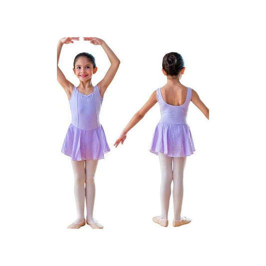 Body Danza Classica Spallina Smanicata da Bambina in Cotone Bielastico ANILDA Wish Dance, vista frontale
