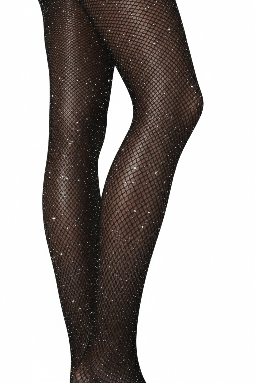 Professional Micro-mesh tights massaging and modeling with Swarovski and Eyelet