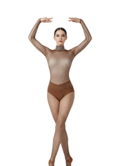 Carica immagine nella Galleria, MIRANDA - Tuta Dolcevita Professionale a Rete con micronodi massaggianti e modellanti con Piede e soletta rinforzata  Swarovski Luxury Boreali e Cristall