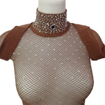 Load image into Gallery viewer, MIRANDA - Professional Mesh Turtleneck Suit with massaging and shaping micronodes with Swarovski Luxury Boreali and Cristall reinforced foot and insole
