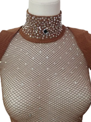 Carica immagine nella Galleria, MIRANDA - Tuta Dolcevita Professionale a Rete con micronodi massaggianti e modellanti con Piede e soletta rinforzata  Swarovski Luxury Boreali e Cristall