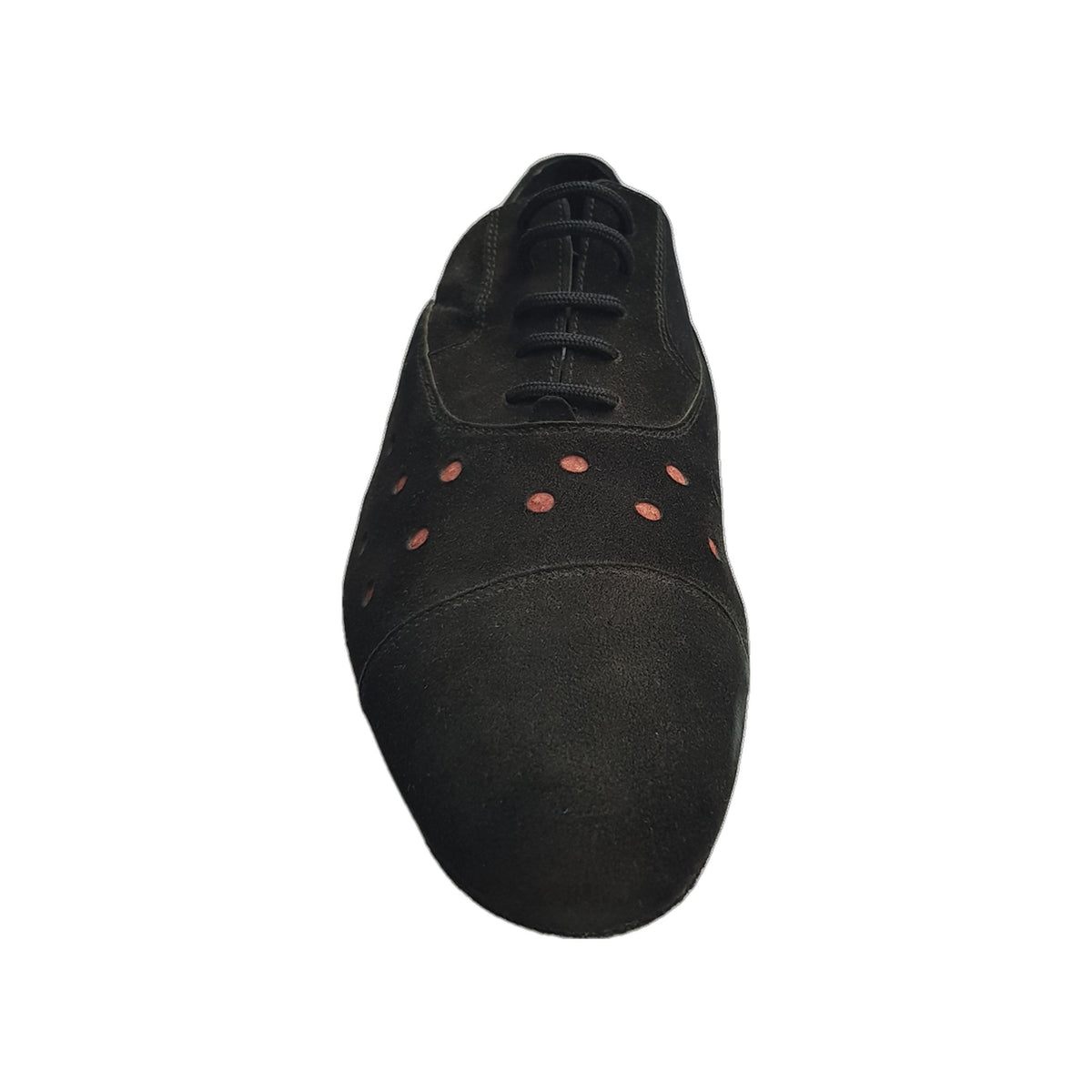 Scarpa da uomo Vasco in camoscio nero con pois rossi, moda elegante e casual, marca WISH DANCE.