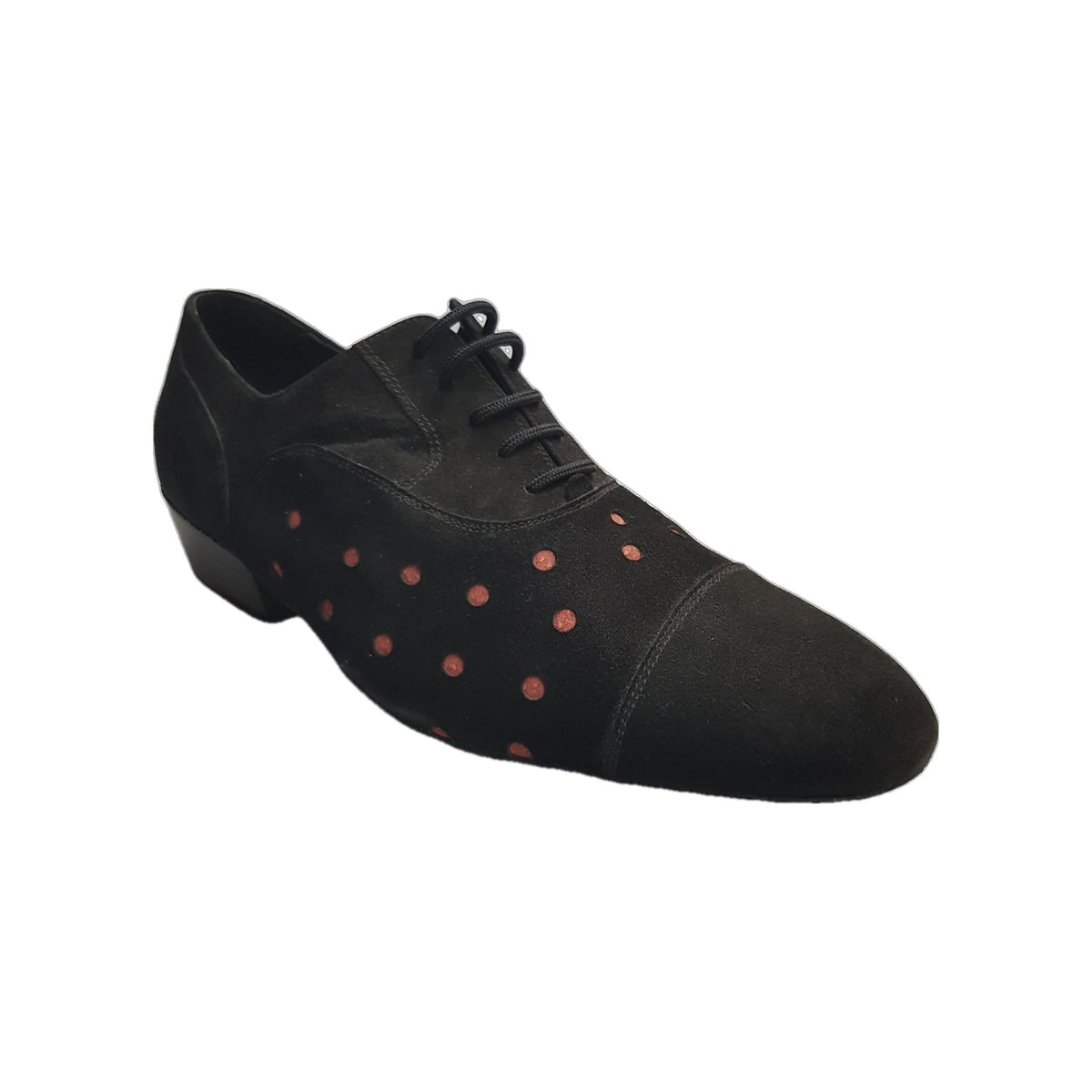Scarpa da Uomo camoscio Nero Pois camoscio Rosso Vasco Wish Dance, vista frontale