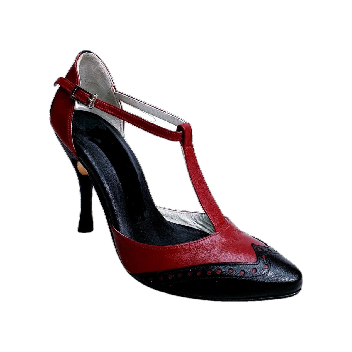 Scarpa chiusa da donna Wishdance Odette TS53 V in pelle bordò e nera, con design elegante e dettagli raffinati.
