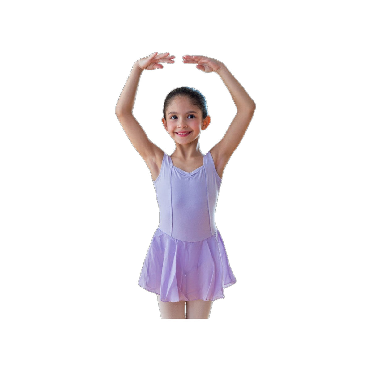 Body Danza Classica Spallina Smanicata da Bambina in Cotone Bielastico SWANILDA Wish Dance, vista frontale