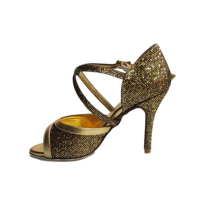 Sandalo donna Wendi/BO-N Wish Dance Shop in pelle e dettagli oro, stile elegante con suola in boreale oro.