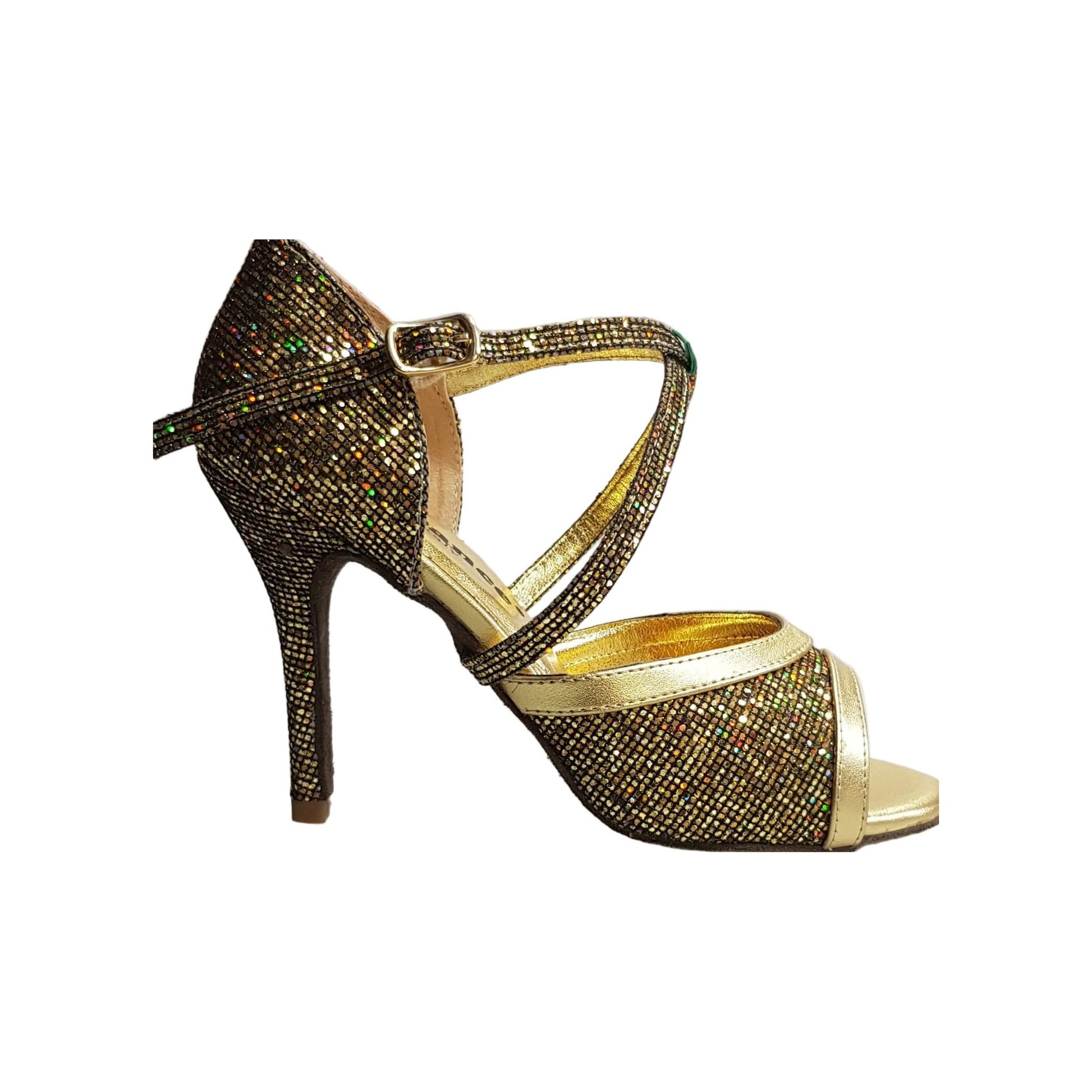 Sandalo da donna Wendi/BO-N Wish Dance Shop in pelle e dettagli oro, con suola piatta e design elegante.