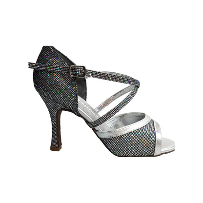 Sandalo da donna Wendi/BO-N Wish Dance Shop in pelle argento e Boreale Silver, con cinturino e suola in gomma.