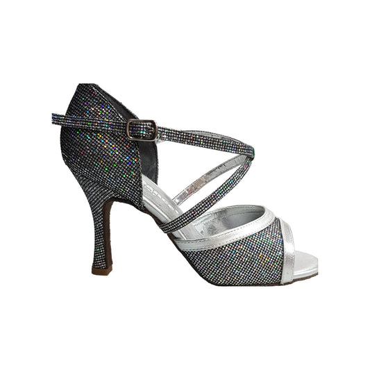 Sandalo da donna Wendi/BO-N Wish Dance Shop in pelle argento e Boreale Silver, con cinturino e suola in gomma.