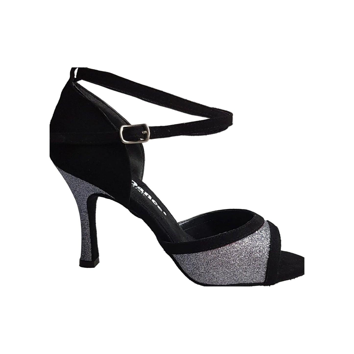 N (2016) Scarpa da Donna inCamoscio Nero e Glitter Grigio Carbon Wendi/BO Wish Dance, vista laterale