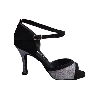 N (2016) Scarpa da Donna inCamoscio Nero e Glitter Grigio Carbon Wendi/BO Wish Dance, vista laterale