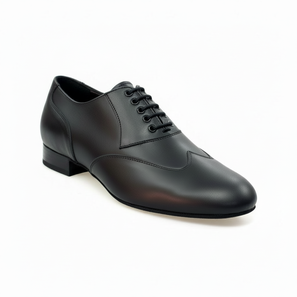 Scarpe stringate Wish Dance Shop COTISO 108N in pelle e vernice nera, stile Oxford con coda di rondine, dettaglio elegante.