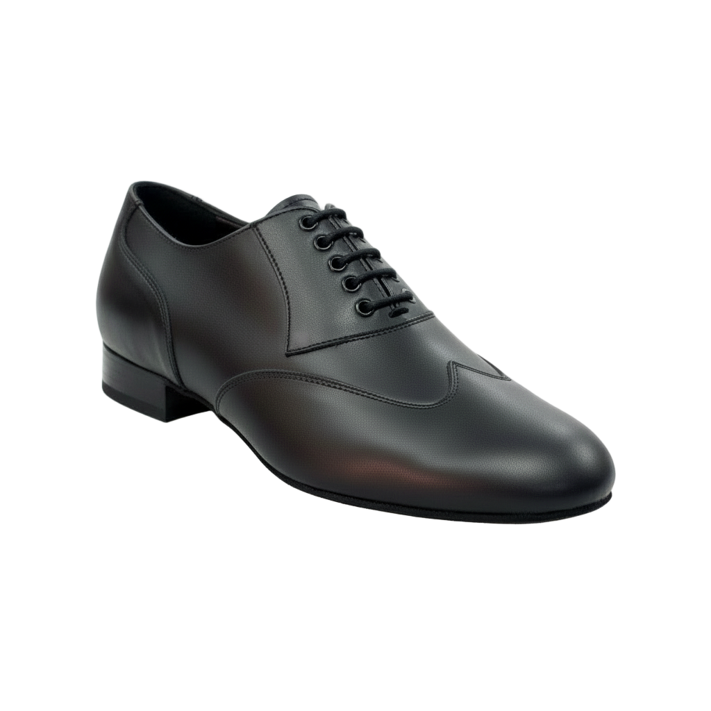 Stringate Wish Dance Shop COTISO 108N in pelle e vernice nera, modello Oxford con dettagli a coda di rondine.