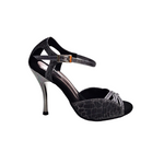 Load image into Gallery viewer, Scarlett (691) - Women&#39;s Sandal in Sunseet Carbon with Carbon Glitter Straps and Carbon laminated Stiletto Heel
