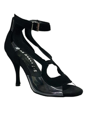 Carica immagine nella Galleria, Angela - Sandalo da Donna in Camoscio Nero con Parti in Plexiglass Tacco a Spillo