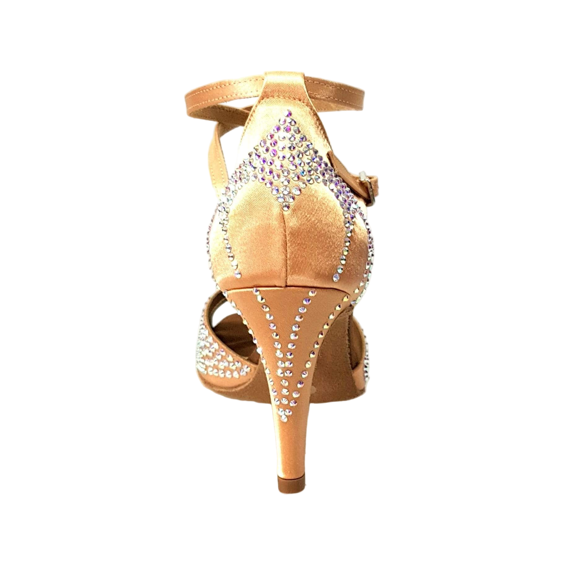 Scarpa da ballo in raso seta carne con Swarovski e tacco a spillo largo, modello Deluxe Butterfly Wish Dance Shop.