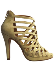 Carica immagine nella Galleria, Intrigo (780) - Scarpa da Donna in Camoscio Beige con Tacco a Spillo e Plateau
