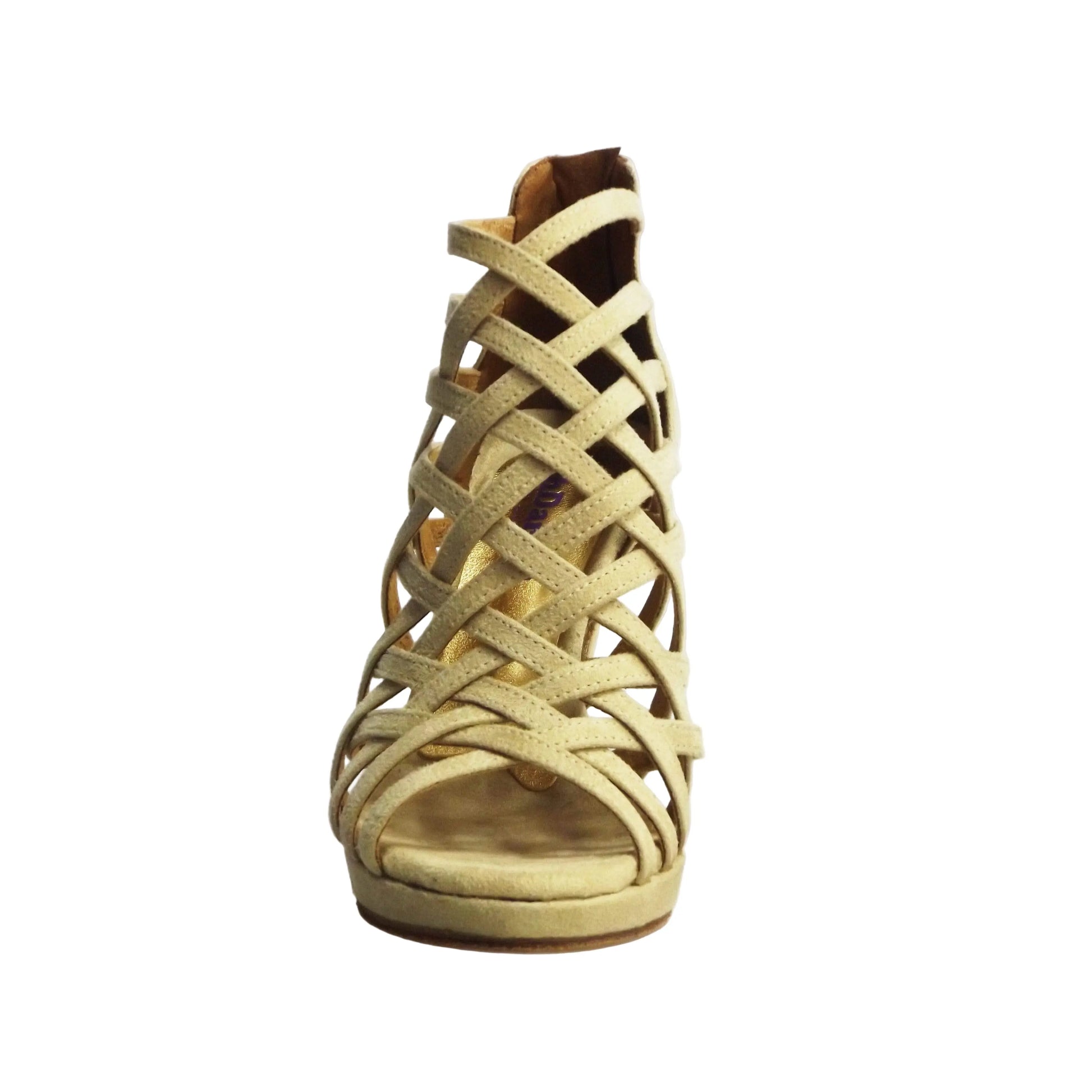 Scarpa da donna Intrigo 780 in camoscio beige con tacco a spillo e plateau, stile elegante e sofisticato.