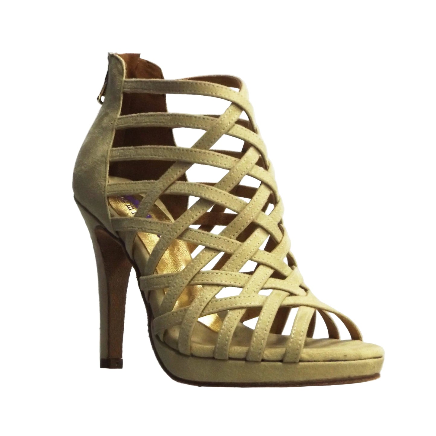 Scarpa da donna Intrigo (780) in camoscio beige con tacco a spillo e plateau, marca Wish Dance Shop