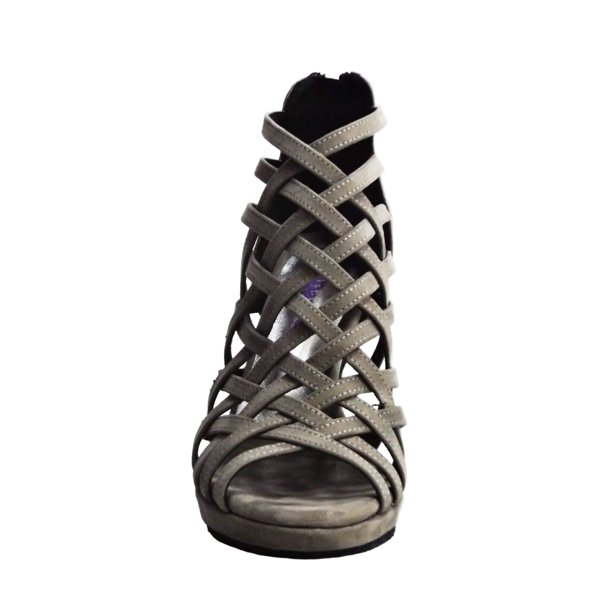 Scarpa donna Intrigo in camoscio grigio con tacco a spillo largo e plateau, elegante e di tendenza, marca Wish Dance Shop